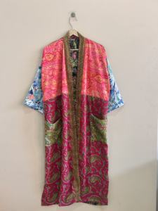 ชุดคลุมกิโมโนผ้าไหมปะติดปะต่อแบบยาว สวมใส่สบายๆ คล้ายเสื้อคลุมแจ็คเก็ต - Product Image 3