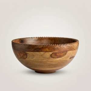 Handmade Segmented Acacia Wood Bowl Modern Minimalist Design Eco-Friendly Durable Natural Wood Finish Food Serving Dish Bowl - Product Image 5