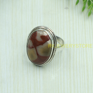 Natural Mookaite Jasper Oval Cabochon <b>Ring</b> 925 Sterling <b>Silver</b> Handmade Boho <b>Statement</b> Gemstone <b>Ring</b> Vintage Jewelry for Women - Product Image 3