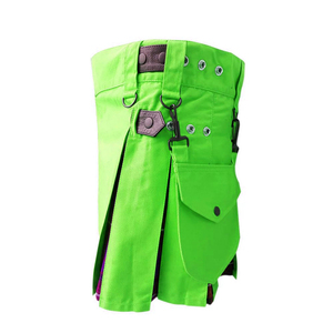 Bright Green Hybrid Women's <b>Kilt</b> Gothic Scottish Cotton Tartan Pleated Cargo Pocket Fashion <b>Mini</b> Skirt <b>Kilts</b> 2026 - Product Image 3