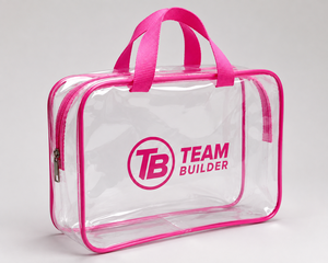 Sac de toilette transparent rose TEAM BUILDER avec poignées, organiseur de cosmétiques étanche à fermeture éclair, capacité 401-500 ml - Product Image 2