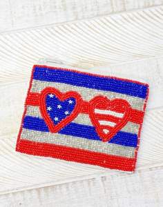 Moda personalización Premium trabajo hecho a mano bordado EE. UU. Corazón con cuentas diseño monedero con hermosa artesanía por Hiba Enterprises - Product Image 1