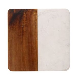 Ensemble de dessous-de-verre en marbre poli et bois massif pour la décoration moderne de la cuisine et de la salle à manger - Product Image 3