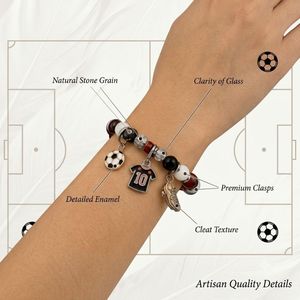 Bracelet de charme de football personnalisé avec pendentif maillot de foot numéro 10, bracelet sport en acier inoxydable pour cadeaux d'équipe - Product Image 4