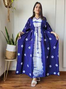 Robe Kaftan en Coton Imprimé pour Femme, Motif Tie-Dye Floral Paisley, Style Bohème, Tenue de Plage, Vêtement de Vacances, Vente en Gros - Product Image 3