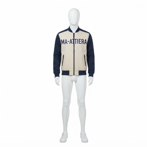 Chaqueta Bomber Color Crema y Azul Marino para Hombre, con Cierre, Estilo Casual Urbano, Chaqueta de Moda, Personalizable OEM ODM, Venta al Por Mayor - Product Image 3