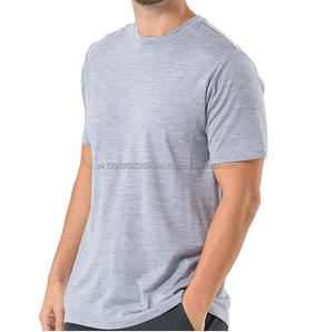 Camiseta de punto suave y cómoda de color amarillo liso, mezcla de lana merino, transpirable, de media manga, cuello redondo, top moderno de corte ajustado. - Product Image 6