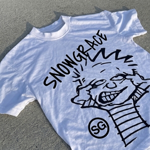 T-shirt blanc à manches courtes pour homme Snowgrace, imprimé dessin animé, col rond, jersey décontracté, coupe régulière, respirant, 100% coton - Product Image 4