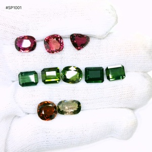 Juego de 10 turmalinas multicolor de 41.35 ct, grado 3A, formas mixtas, gemas sueltas en tonos verde, rosa, marrón y naranja para la elaboración de conjuntos de joyería. - Product Image 4