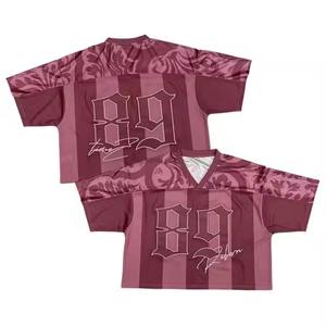 Camiseta Deportiva de Fútbol Americano al por Mayor, Personalizada, de Alta Calidad, 100% Poliéster, Transpirable, Cuello en V, Talla Grande, Manga Corta para Hombre - Product Image 5