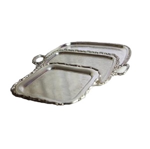 Best Quality Cast Aluminum Serving <b>Trays</b> <b>Silver</b> Finish Rectangle Shape For Home & Hotels Tabletop Food & <b>Drinks</b> Serving <b>Trays</b> - Product Image 5