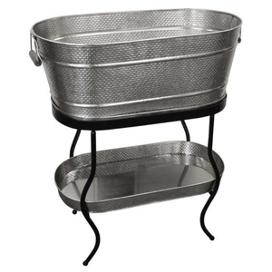 Macetero de Acero Galvanizado Estilo Rústico con Soporte de Hierro Forjado, Maceta Metálica para Interiores y Exteriores, para Jardín o Uso como Recipiente para Bebidas - Product Image 6