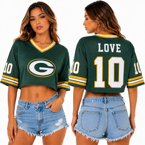Jersey de Fútbol Corto Personalizado para Mujer, Logotipo de Mascota Bordado en la Parte Delantera, Nombre y Número del Jugador en la Parte Trasera, Cuello en V, Malla, Ropa Deportiva, Oferta del Proveedor - Product Image 3