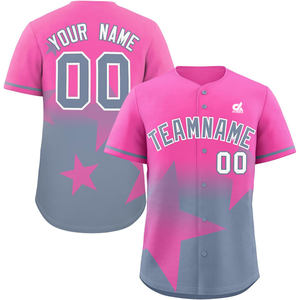 Camiseta de Béisbol Personalizada con Degradado, Uniforme de Equipo con Botones para Hombre, Camisa Deportiva Transpirable de Poliéster con Nombre y Número Personalizados - Product Image 2