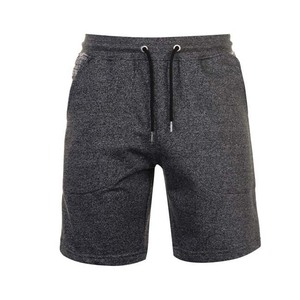 Shorts en coton tricoté de couleur unie pour hommes, avec cordon de serrage à la taille et poches, style décontracté, coupe mi-regular - Product Image 1