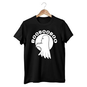 T-shirt graphique HMR Cute Nervous Ghost Meme en coton à manches courtes et col rond, décontracté, couleur unie, léger et tendance - Product Image 3