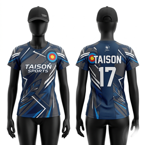 Maillot de Tir à l'Arc en Polyester Interlock Premium 180 GSM Rouge et Noir avec Panneaux Latéraux Sublimés, Logo Personnalisé Brodé et Transfert Thermique - Product Image 4