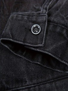 Chaqueta vaquera de algodón premium de alta calidad al por mayor, corte ajustado, con botones, lavado ácido, lisa, con logotipo personalizado - Product Image 3
