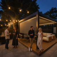 Pergola élégante motorisée à lames orientables en alliage d'aluminium thermolaqué avec capteur de pluie et LED, écologique, pour jardin extérieur