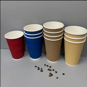 Gobelet en papier compostable à double paroi pour boissons chaudes - Gobelet à café jetable imprimé avec couvercles - Product Image 4