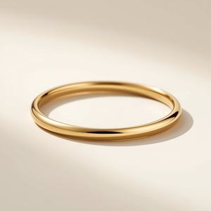 Bracelet jonc minimaliste en or jaune massif 9 carats poli, jonc fin classique en or, empilable, bijoux fins pour tous les jours - Product Image 5