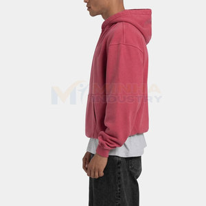 Men's Oversized Pullover Acid Wash Hooded Solid Plain Color Fleece Casual <b>Red</b> <b>Hoodies</b> Pocket Design Winter Wear Styles - Product Image 4