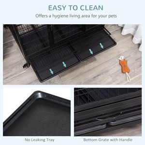 Jaula para Perros Resistente de 43 Pulgadas, Color Negro, con Ruedas Bloqueables, Doble Puerta y Bandeja Extraíble, para Perros Grandes y Extra Grandes - Product Image 5