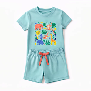Conjunto de Verano para Niños, Camiseta y Pantalones Cortos de Algodón, Transpirable, Ligero y Cómodo, Ropa de Talla Personalizada, Directo de Fábrica - Product Image 1