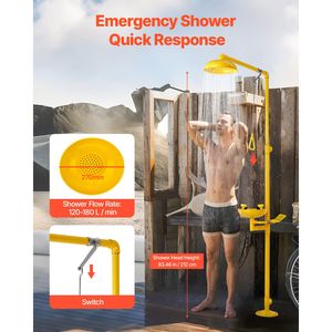 Doccia di Emergenza e Stazione di Lavaggio Occhi Approvata OSHA, 34.25 X 15.75 X 91.73 Pollici, in Acciaio Inox 304, Combinazione Doccia e Lavaocchi di Sicurezza - Product Image 4