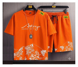 Boys Solid Print <b>Patchwork</b> Jersey Material 100% Cotton Casual Style Short Sleeve T-<b>Shirt</b> Shorts Set for Summer Outdoor - Product Image 2
