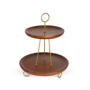 Support de service en métal doré à 2 niveaux avec poignée, élégant plateau de présentation pour desserts, gâteaux et fruits, idéal pour les fêtes, les mariages et la décoration intérieure - Product Image 5