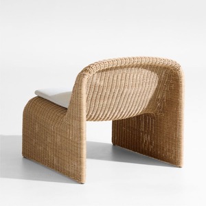 Sillón de Jardín Minimalista de Ratán para Exteriores con Cojín Blanco para Muebles de Patio - Panema - Product Image 3