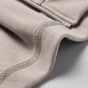 Ensemble de survêtement 2 pièces beige pour femme, sweat-shirt à fermeture éclair intégrale, pantalon large, couleur unie, tenue décontractée d'automne, coupe régulière avec poches latérales - Product Image 5