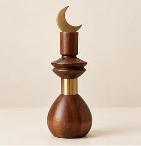 Décoration de table en bois artisanale en forme de croissant de lune, sculpture décorative, accent de maison, centre de table, ornement cadeau pour la décoration intérieure du Ramadan - Product Image 4