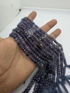 Cuentas Redondas de Iolita Natural de 8mm, Hilo de 16 Pulgadas, Color Azul Violeta, para Fabricación de Joyería, Proveedor Mayorista - Product Image 2