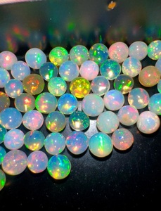 Opales rondes naturelles, pierres précieuses en vrac, cabochons polis et calibrés de 3 mm à 8 mm, multicolores avec jeu de couleurs pour la fabrication de bijoux - Product Image 4