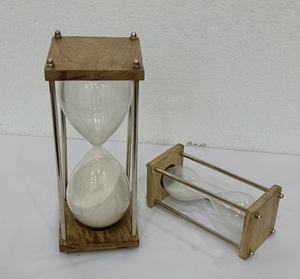 Modern Wood Base <b>Sand</b> Timer Clock Set of 2 Kitchen School Hourglass for Office & Home <b>Decor</b> Glass Material - Product Image 4