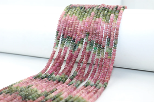 Excelente 3,5-4MM Multi-Turmalina Rondelle Beads Botón suave Forma Sandía Piedras preciosas para la fabricación de joyas - Product Image 5