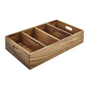 Organizador de cajones de cocina de bambú, bandeja de madera para cubiertos, soporte para utensilios con múltiples compartimentos, almacenamiento de cubiertos, divisor ecológico - Product Image 4