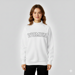 New Fashion Women Solid Casual Mockneck Long Sleeve Sweatshirt Fit Soft Fleece <b>Brushed</b> Fabric Autumn Winter OEM ODM Bulk Front - Product Image 1