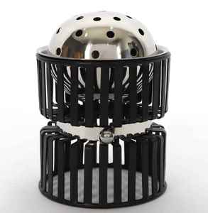 Brûleur d'encens en argent arabe en acier inoxydable en forme d'œuf avec base en bois, support d'aromathérapie - Product Image 3