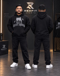 เสื้อฮู้ดพิมพ์ลายอนิเมะสีดำสำหรับผู้ชาย REXFIT SPORTS ทรงโอเวอร์ไซส์ สไตล์ลำลอง สตรีทแวร์ มีกระเป๋าหน้า ดีไซน์มีฮู้ด บริการ OEM 100% - Product Image 3