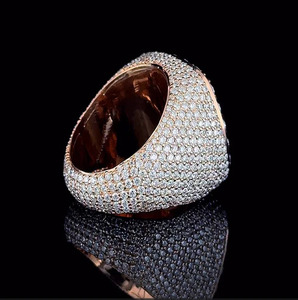 Square Halo <b>Ring</b> <b>With</b> <b>925</b> <b>Silver</b> Iced Out Moissanite Diamond Number <b>Ring</b> - Product Image 2