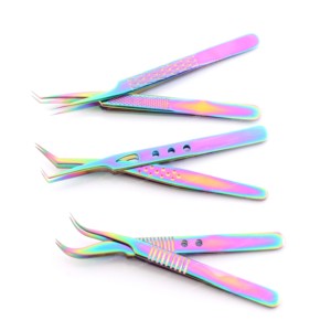 Handcrafted <b>Silver</b>/Gold-Plated Stainless Steel Eyelash Extension Tweezers Precision Anti-Static Durable Tips Different Angle - Product Image 2
