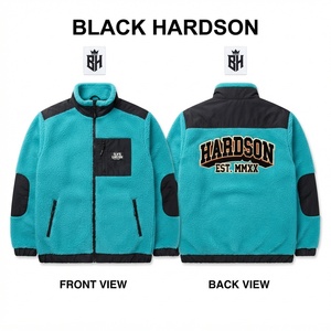 Veste polaire à capuche Premium 300 GSM, douce, turquoise, avec empiècements contrastants noirs sur le devant, respirante et à séchage rapide pour l'hiver et les activités de plein air - Product Image 1