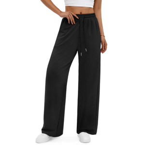 High Waisted Straight Leg Pants <b>Drawstring</b> Waistband Casual Pants Loose Wide Leg Sports Pants <b>Trousers</b> With Pocket - Product Image 4
