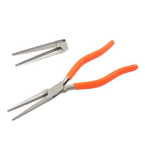 Extra <b>Long</b> Flat <b>Nose</b> Plier 60mm Serrated Jaws 205mm PVC Handles Circlip Crimping Jewelry Making DIY Crafts - Product Image 1