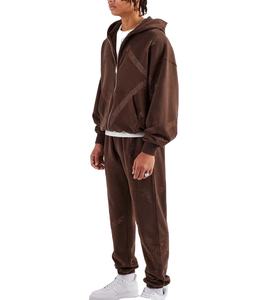 Automne durable 100% coton survêtement grande taille fermeture éclair lavé régulier tissé taille polaire personnalisé imprimé Techniques hiver - Product Image 4