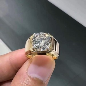 Anillo de Compromiso Vintage para Hombre, Chapado en Rodio con Oro Amarillo de 14K, con Diamante Cultivado en Laboratorio de 5 Quilates VS1, Corte Brillante, de Jain Casting Premium - Product Image 2