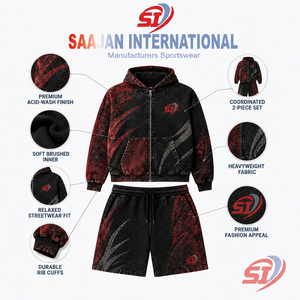 High Quality Acid Wash 100% Cotton Streetwear <b>Hoodie</b> <b>and</b> <b>Shorts</b> <b>Set</b> <b>Men</b> Custom Logo OEM ODM Supplier 320g - Product Image 3